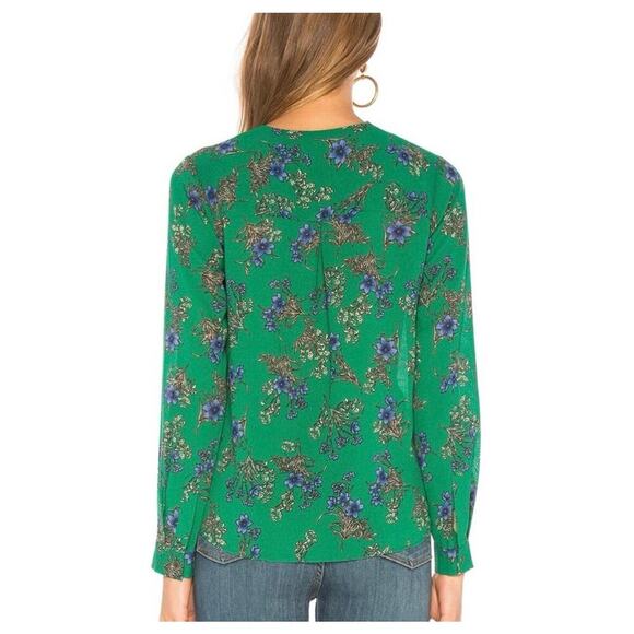 Heartloom Revolve Floral Surplice Wrap Long Sleeve Blouse Green Size M - Picture 2 of 11